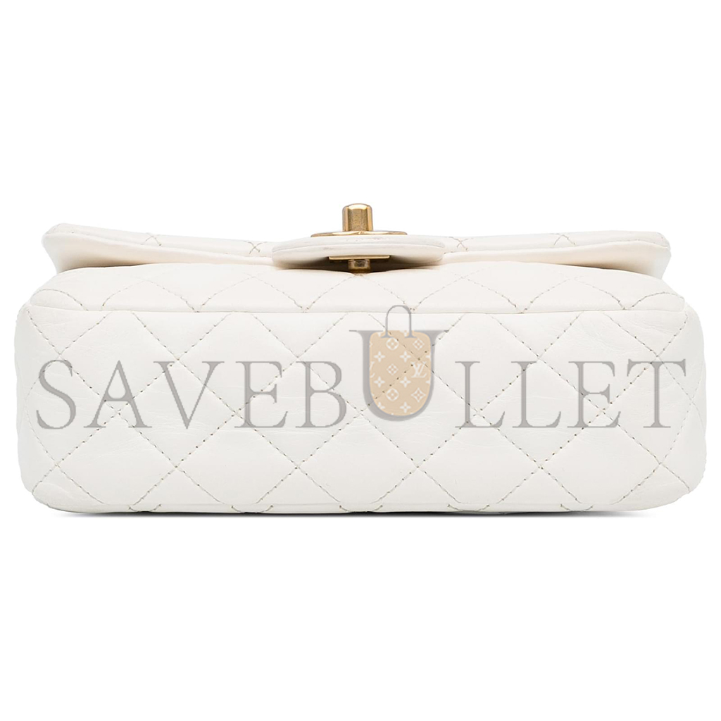Ch*el master gold ball flap bag large mini white (20*13*7cm)